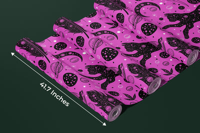 Halloween Style, Cats Wallpaper, Seamless Pattern Mural, Oversized Custom Size Wall Art, Non-Woven, Non-Adhesive, Modern Wall Paper, Removable