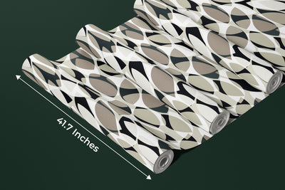 Watercolor Tea Leaves Wallpaper, Seamless Pattern Mural, Oversized Custom Size Wall Art, Non-Woven, Non-Adhesive, Modern Wall Paper, Removable