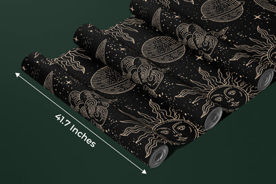 Magical Elements Wallpaper, Seamless Pattern Mural, Oversized Custom Size Wall Art, Non-Woven, Non-Adhesive, Modern Wall Paper, Removable