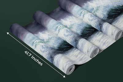 Mighty Storm and Sea Wallpaper, Oil Painting Mural, Oversized Custom Size Wall Art, Non-Woven, Non-Adhesive, Modern Wall Paper, Removable