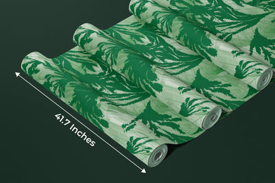 Nature Foliage Wallpaper, Seamless Pattern Mural, Oversized Custom Size Wall Art, Non-Woven, Non-Adhesive, Modern Wall Paper, Removable