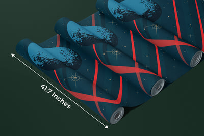 Space Wallpaper, Retro Future Style Mural, Oversized Custom Size Wall Art, Non-Woven, Non-Adhesive, Modern Wall Paper, Removable