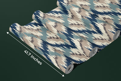 Ikat Wallpaper, Seamless Pattern Mural, Oversized Custom Size Wall Art, Non-Woven, Non-Adhesive, Modern Wall Paper, Removable