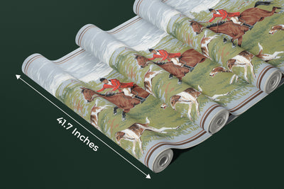 Men Ride Horses on the Field Wallpaper, Composition Mural, Oversized Custom Size Wall Art, Non-Woven, Non-Adhesive, Modern Wall Paper, Removable