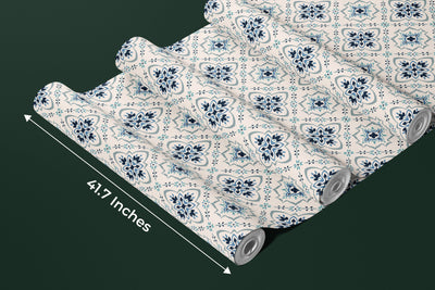 Talavera Wallpaper, Seamless Pattern Mural, Oversized Custom Size Wall Art, Non-Woven, Non-Adhesive, Modern Wall Paper, Removable