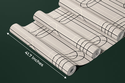 Vertical Lines, Oval Shapes Wallpaper, Seamless Pattern Mural, Oversized Custom Size Wall Art, Non-Woven, Non-Adhesive, Modern Wall Paper, Removable