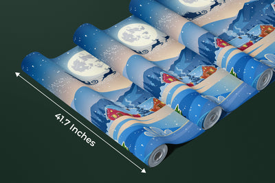 Christmas, Santa Wallpaper, Winter Landscape Mural, Oversized Custom Size Wall Art, Non-Woven, Non-Adhesive, Modern Wall Paper, Removable