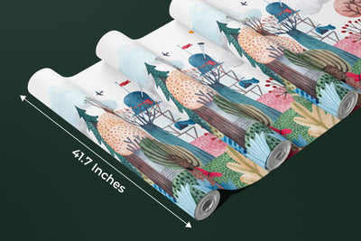 Fairytale Wallpaper, Seamless Mural, Oversized Custom Size Wall Art, Non-Woven, Non-Adhesive, Modern Wall Paper, Removable