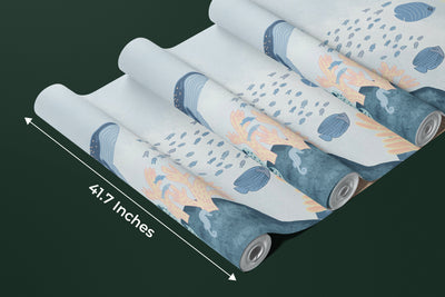 Under the Sea Wallpaper, Sea Animals Mural, Oversized Custom Size Wall Art, Non-Woven, Non-Adhesive, Modern Wall Paper, Removable
