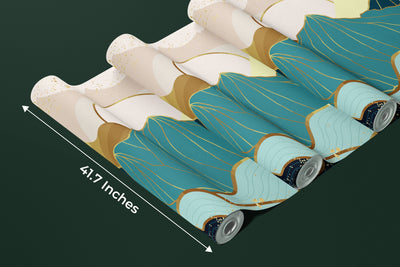 Gold Line Mountains Wallpaper, Landscape Mural, Oversized Custom Size Wall Art, Non-Woven, Non-Adhesive, Modern Wall Paper, Removable