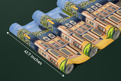 Medieval Old Mansion Wallpaper, Garden Mural, Oversized Custom Size Wall Art, Non-Woven, Non-Adhesive, Modern Wall Paper, Removable