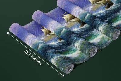 Old Ship On Sea Wallpaper, Oil Painting Mural, Oversized Custom Size Wall Art, Non-Woven, Non-Adhesive, Modern Wall Paper, Removable