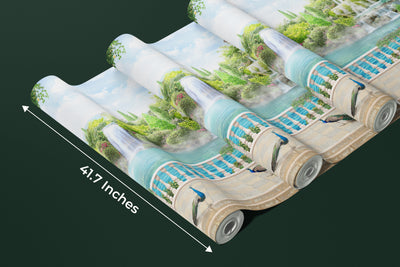 Realistic Waterfall Wallpaper, Architecture Mural, Oversized Custom Size Wall Art, Non-Woven, Non-Adhesive, Modern Wall Paper, Removable