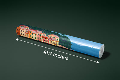 Summer day in Village Wallpaper, Boats, Sea Mural, Oversized Custom Size Wall Art, Non-Woven, Non-Adhesive, Modern Wall Paper, Removable