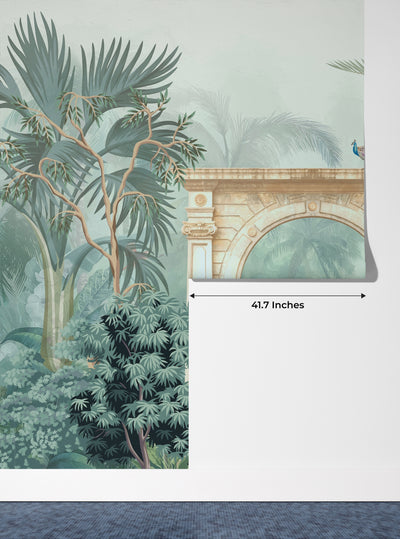 Mughal Garden Wallpaper, Traditional Mural, Oversized Custom Size Wall Art, Non-Woven, Non-Adhesive, Modern Wall Paper, Removable