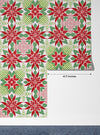 Christmas Poinsettia Wallpaper, Seamless Pattern Mural, Oversized Custom Size Wall Art, Non-Woven, Non-Adhesive, Modern Wall Paper, Removable