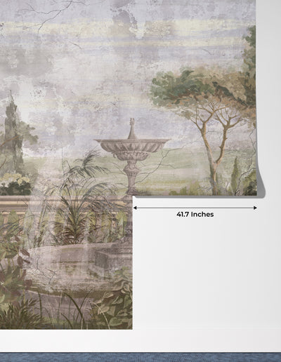 Toscana Garden Wallpaper, Plants and Trees Mural, Oversized Custom Size Wall Art, Non-Woven, Non-Adhesive, Modern Wall Paper, Removable