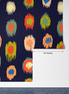 Ikat Polka Dot Wallpaper, Seamless Pattern Mural, Oversized Custom Size Wall Art, Non-Woven, Non-Adhesive, Modern Wall Paper, Removable