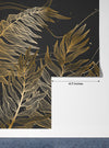 Golden Exotic Palm Leaves Wallpaper, Seamless Pattern Mural, Oversized Custom Size Wall Art, Non-Woven, Non-Adhesive, Modern Wall Paper, Removable