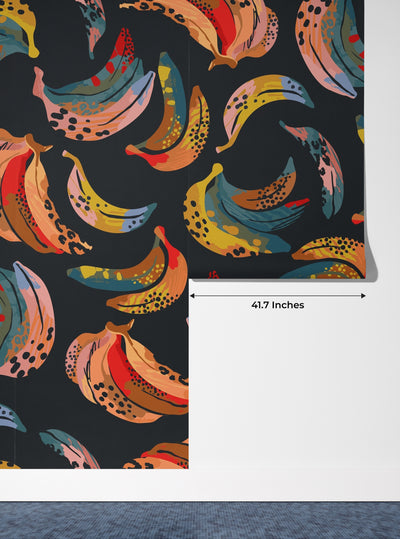 Abstract Bananas Wallpaper, Seamless Pattern Mural, Oversized Custom Size Wall Art, Non-Woven, Non-Adhesive, Modern Wall Paper, Removable