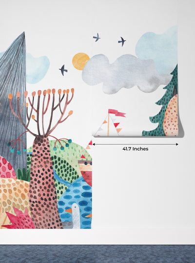 Fairytale Wallpaper, Seamless Mural, Oversized Custom Size Wall Art, Non-Woven, Non-Adhesive, Modern Wall Paper, Removable