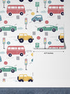 Kids Colorful Cars Wallpaper, Seamless Pattern Mural, Oversized Custom Size Wall Art, Non-Woven, Non-Adhesive, Modern Wall Paper, Removable