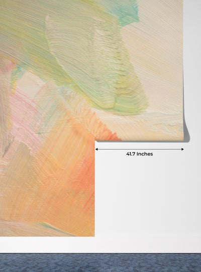 Pastel Colors Wallpaper, Acrylic Paint Strokes Mural, Oversized Custom Size Wall Art, Non-Woven, Non-Adhesive, Modern Wall Paper, Removable