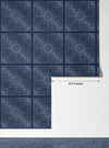 Silver Art Deco Wallpaper, Dark Blue Background Mural, Oversized Custom Size Wall Art, Non-Woven, Non-Adhesive, Modern Wall Paper, Removable