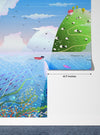 Island in the Ocean Wallpaper, Green Hill Mural, Oversized Custom Size Wall Art, Non-Woven, Non-Adhesive, Modern Wall Paper, Removable