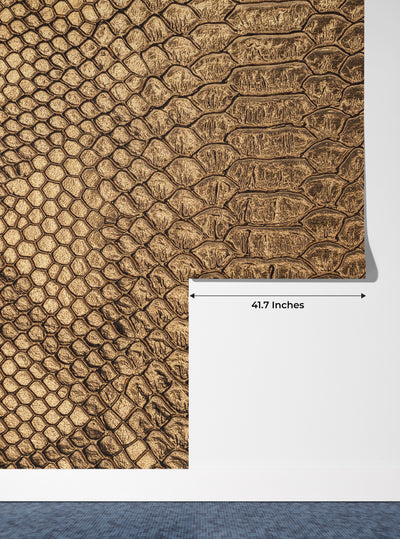 Snake Skin Texture Wallpaper, Golden Mural, Oversized Custom Size Wall Art, Non-Woven, Non-Adhesive, Modern Wall Paper, Removable