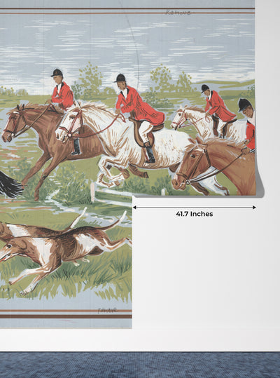 Men Ride Horses on the Field Wallpaper, Composition Mural, Oversized Custom Size Wall Art, Non-Woven, Non-Adhesive, Modern Wall Paper, Removable