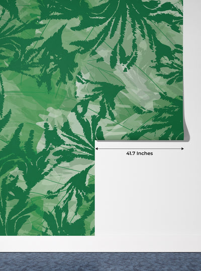 Nature Foliage Wallpaper, Seamless Pattern Mural, Oversized Custom Size Wall Art, Non-Woven, Non-Adhesive, Modern Wall Paper, Removable