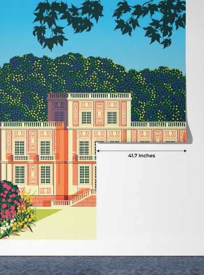 Manor House Wallpaper, Summer Day Mural, Oversized Custom Size Wall Art, Non-Woven, Non-Adhesive, Modern Wall Paper, Removable