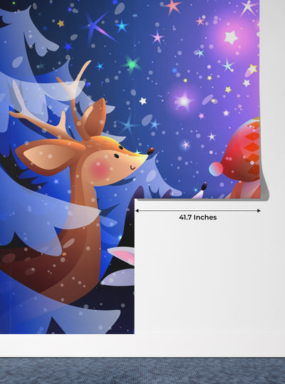 Kids and Animals Wallpaper, Magical Scene Mural, Oversized Custom Size Wall Art, Non-Woven, Non-Adhesive, Modern Wall Paper, Removable