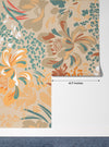 Floral Brown and Green Wallpaper, Seamless Pattern Mural, Oversized Custom Size Wall Art, Non-Woven, Non-Adhesive, Modern Wall Paper, Removable