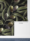 Olive Branches Wallpaper, Seamless Pattern Mural, Oversized Custom Size Wall Art, Non-Woven, Non-Adhesive, Modern Wall Paper, Removable