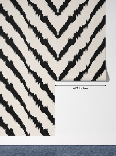Diagonal Ikat Wallpaper, Seamless Pattern Mural, Oversized Custom Size Wall Art, Non-Woven, Non-Adhesive, Modern Wall Paper, Removable