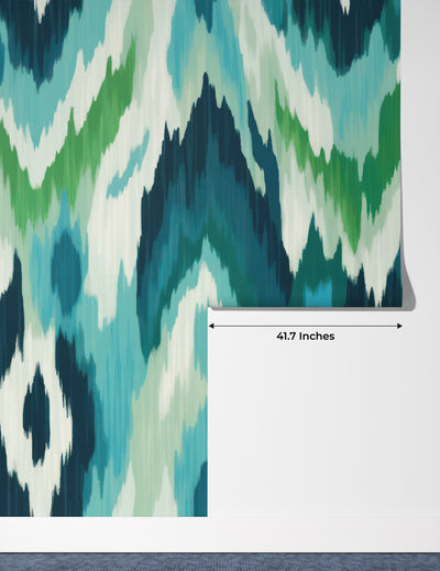 Ikat Ethnic Pastel Tones Wallpaper, Seamless Pattern Mural, Oversized Custom Size Wall Art, Non-Woven, Non-Adhesive, Modern Wall Paper, Removable