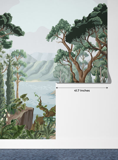 Landscape Wallpaper, Alcove Mural, Oversized Custom Size Wall Art, Non-Woven, Non-Adhesive, Modern Wall Paper, Removable