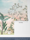 Chinoiserie Wallpaper, Floral Trees Mural, Oversized Custom Size Wall Art, Non-Woven, Non-Adhesive, Modern Wall Paper, Removable