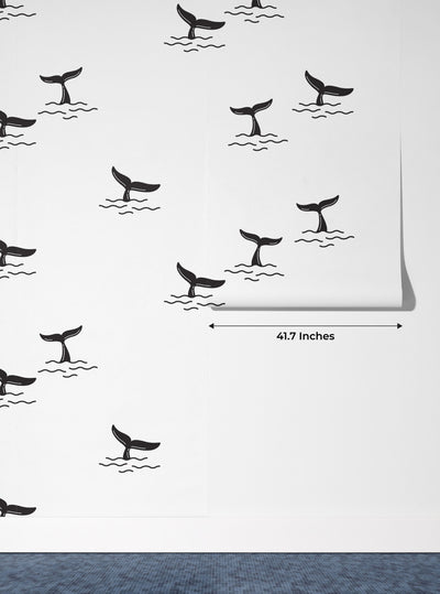 Shark Fin Wallpaper, Seamless Pattern Mural, Oversized Custom Size Wall Art, Non-Woven, Non-Adhesive, Modern Wall Paper, Removable