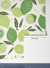 Lemons and Limes Wallpaper, Seamless Pattern Mural, Oversized Custom Size Wall Art, Non-Woven, Non-Adhesive, Modern Wall Paper, Removable