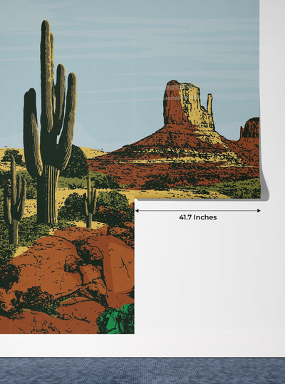 Wild West Wallpaper, Desert Landscape Mural, Oversized Custom Size Wall Art, Non-Woven, Non-Adhesive, Modern Wall Paper, Removable