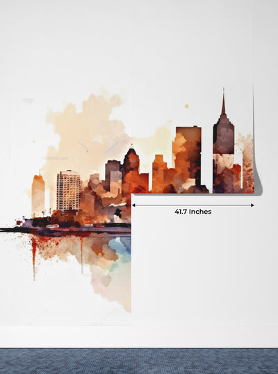 New York Wallpaper, Watercolor Mural, Oversized Custom Size Wall Art, Non-Woven, Non-Adhesive, Modern Wall Paper, Removable