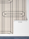 Vertical Lines, Oval Shapes Wallpaper, Seamless Pattern Mural, Oversized Custom Size Wall Art, Non-Woven, Non-Adhesive, Modern Wall Paper, Removable