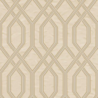 Geometric Wallpaper, 3D Embossed Modern Flocked Wallcovering, Beige, Silver Fabric Touch Contemporary Washable, Extra Large 177 sq ft Roll - Walloro High End Wallcoverings & More