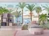 South Asian Subcontinent Wallpaper, Palm Trees, Birds Mural, Oversized Custom Size Wall Art, Non-Woven, Non-Adhesive, Modern Wall Paper, Removable