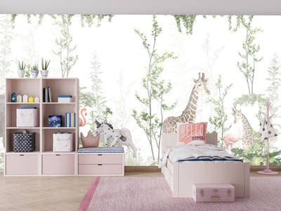 Cute Animals Wallpaper, Tropics Mural, Oversized Custom Size Wall Art, Non-Woven, Non-Adhesive, Modern Wall Paper, Removable