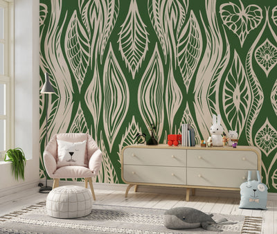 Ikat Aztech Style Wallpaper, Seamless Pattern Mural, Oversized Custom Size Wall Art, Non-Woven, Non-Adhesive, Modern Wall Paper, Removable