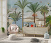 South Asian Subcontinent Wallpaper, Palm Trees, Birds Mural, Oversized Custom Size Wall Art, Non-Woven, Non-Adhesive, Modern Wall Paper, Removable